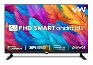 VW 109 cm (43 inches) Playwall Frameless Series Full HD Android Smart LED TV VW43F1 (Black)