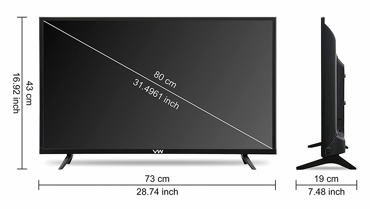 VW 80 cm (32 inches) Frameless Series HD Ready Android Smart LED TV VW ...